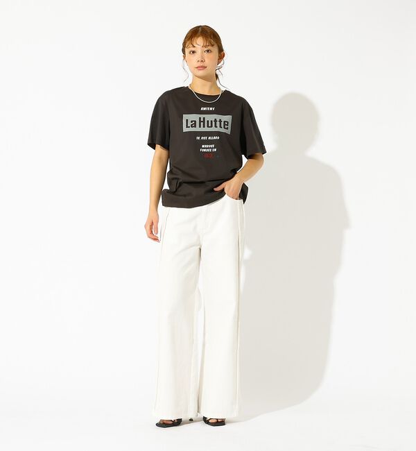 Rouge vif「【La Hutte / ラ ユット】ロゴTシャツ / プリントTシャツ / 半袖」|Tシャツ・カットソー|