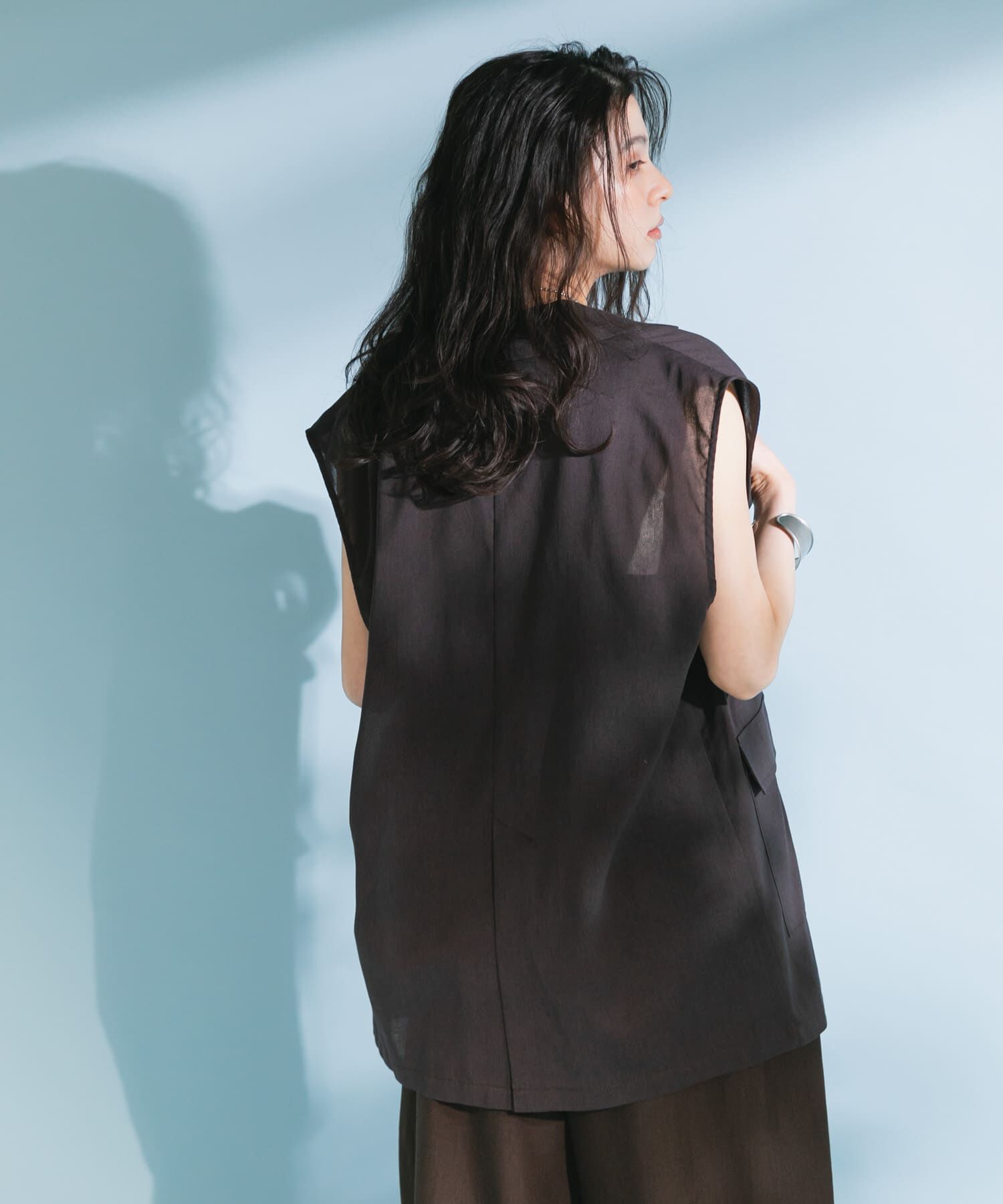  「ミリタリーシアーベスト」|ノーカラーコート|