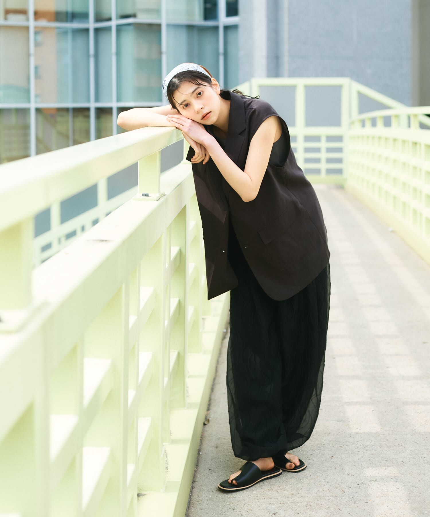  「ミリタリーシアーベスト」|ノーカラーコート|