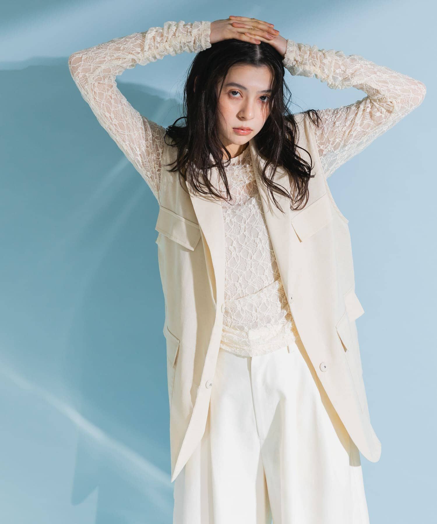  「ミリタリーシアーベスト」|ノーカラーコート|