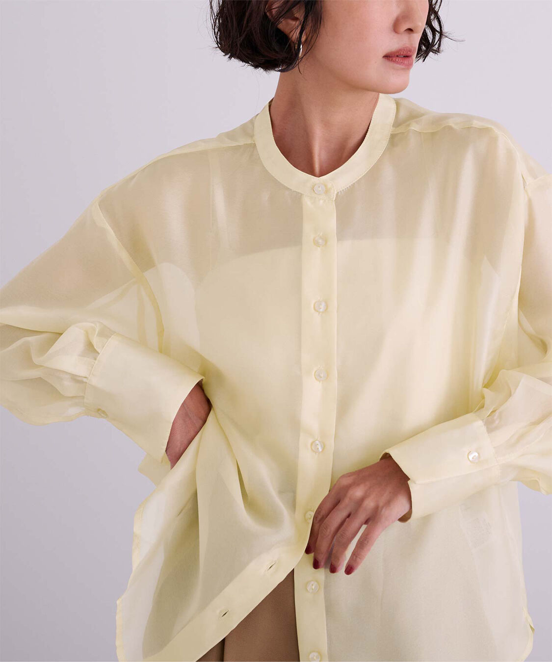 ur's「バンドカラーシアーシャツ」|シャツ・ブラウス|