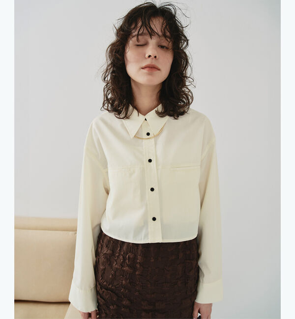 titivate「ロングスリーブクロップドポケットシャツ」|シャツ・ブラウス|イエロー