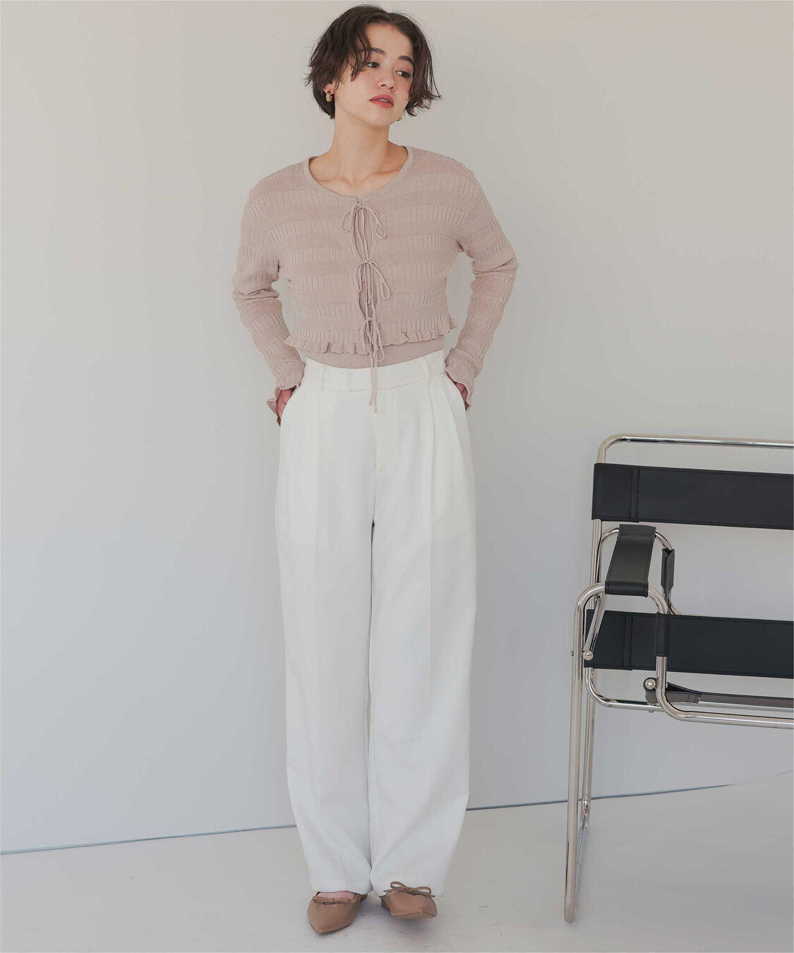 titivate「【さやかさんS/Sコラボ】リボンデザインカーディガン/ノースリーブニットセット」|ニット・セーター|