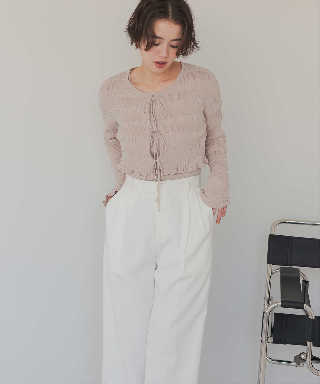 titivate「【さやかさんS/Sコラボ】リボンデザインカーディガン/ノースリーブニットセット」|ニット・セーター|