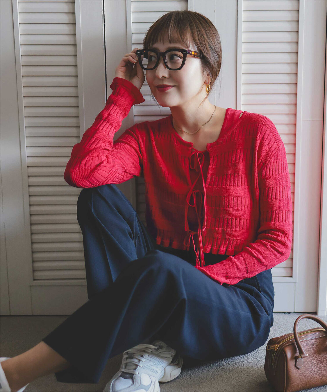 titivate「【さやかさんS/Sコラボ】リボンデザインカーディガン/ノースリーブニットセット」|ニット・セーター|