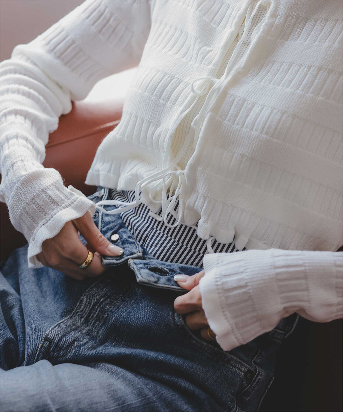 titivate「【さやかさんS/Sコラボ】リボンデザインカーディガン/ノースリーブニットセット」|ニット・セーター|