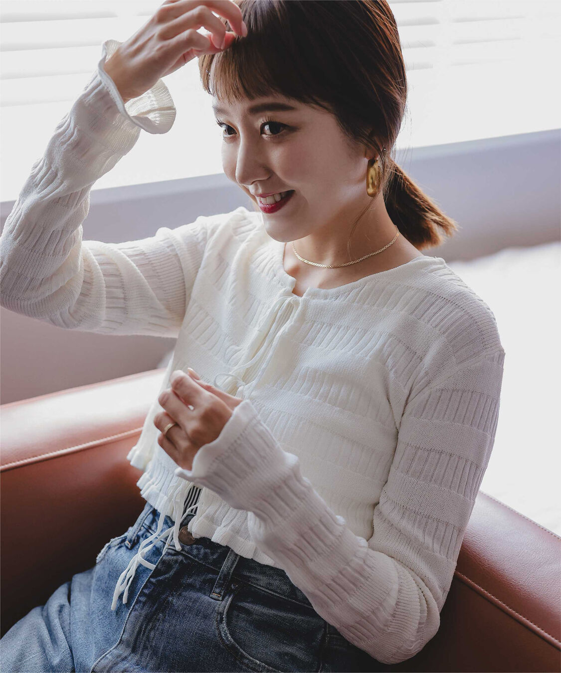 titivate「【さやかさんS/Sコラボ】リボンデザインカーディガン/ノースリーブニットセット」|ニット・セーター|