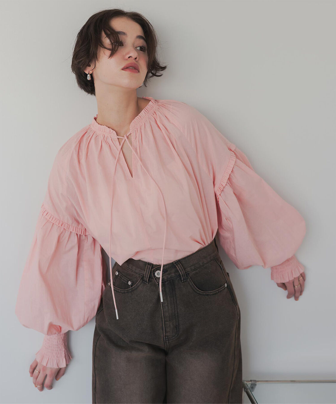 titivate「ギャザーリボンボイルブラウス」|シャツ・ブラウス|
