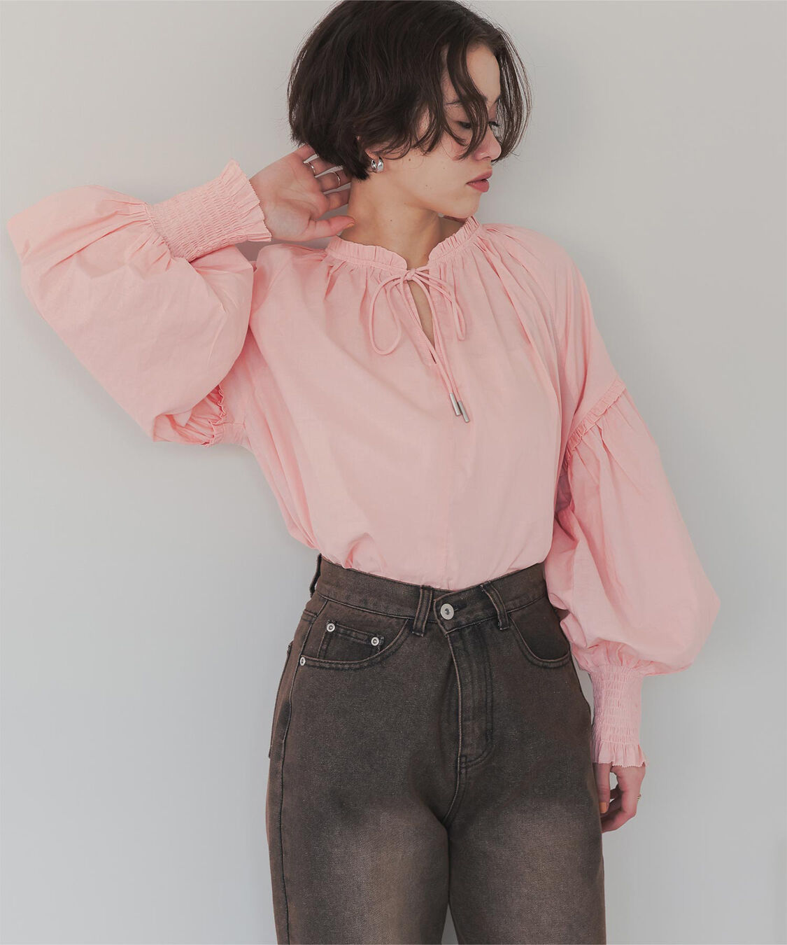 titivate「ギャザーリボンボイルブラウス」|シャツ・ブラウス|