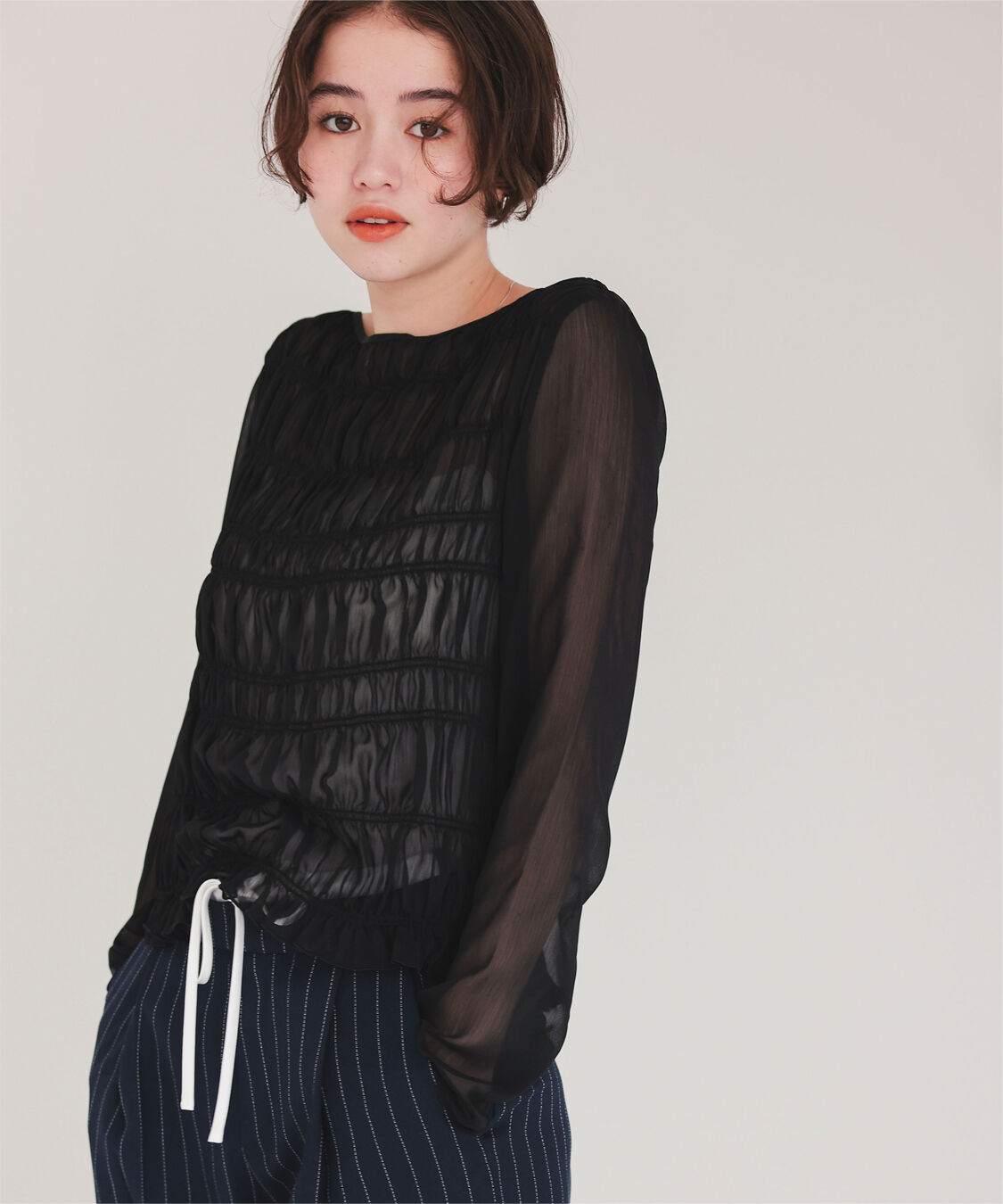 titivate「シアー楊柳シャーリングブラウス」|シャツ・ブラウス|