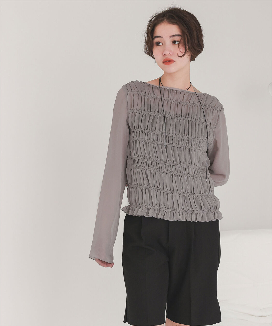 titivate「シアー楊柳シャーリングブラウス」|シャツ・ブラウス|