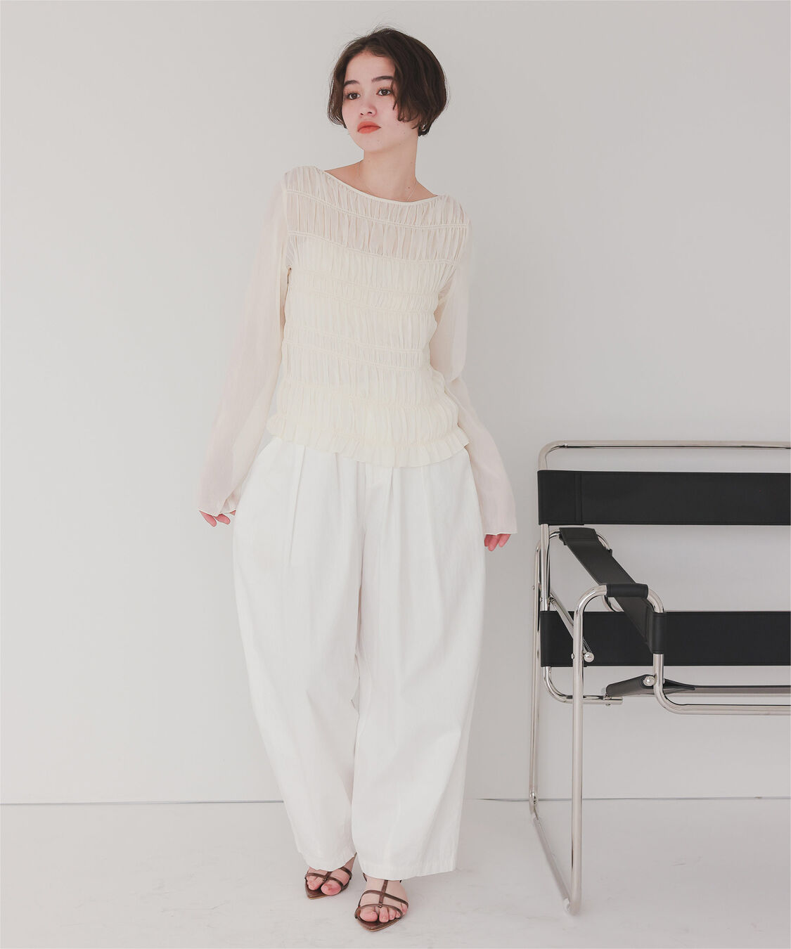 titivate「シアー楊柳シャーリングブラウス」|シャツ・ブラウス|