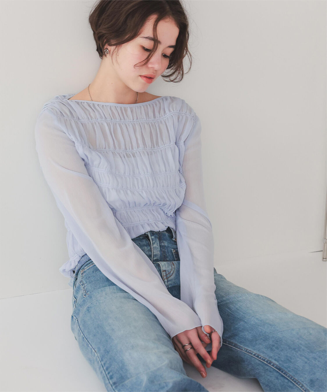 titivate「シアー楊柳シャーリングブラウス」|シャツ・ブラウス|