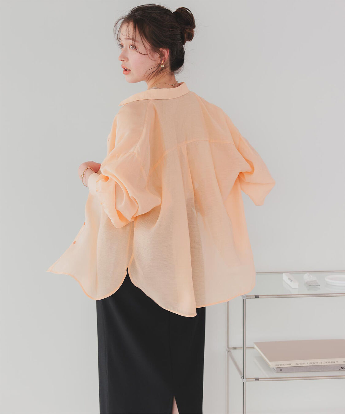 titivate「ベーシックシアーシャツ」|シャツ・ブラウス|オレンジ