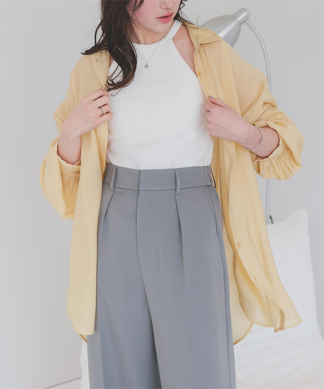 titivate「ベーシックシアーシャツ」|シャツ・ブラウス|イエロー