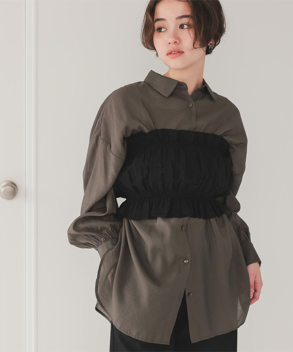 titivate「ベーシックシアーシャツ」|シャツ・ブラウス|ダークブラウン