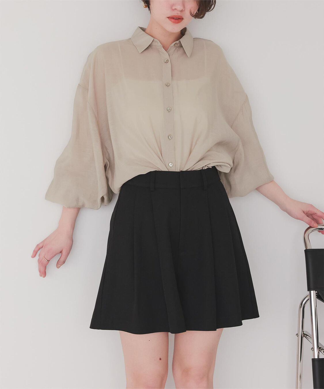 titivate「ベーシックシアーシャツ」|シャツ・ブラウス|グレージュ