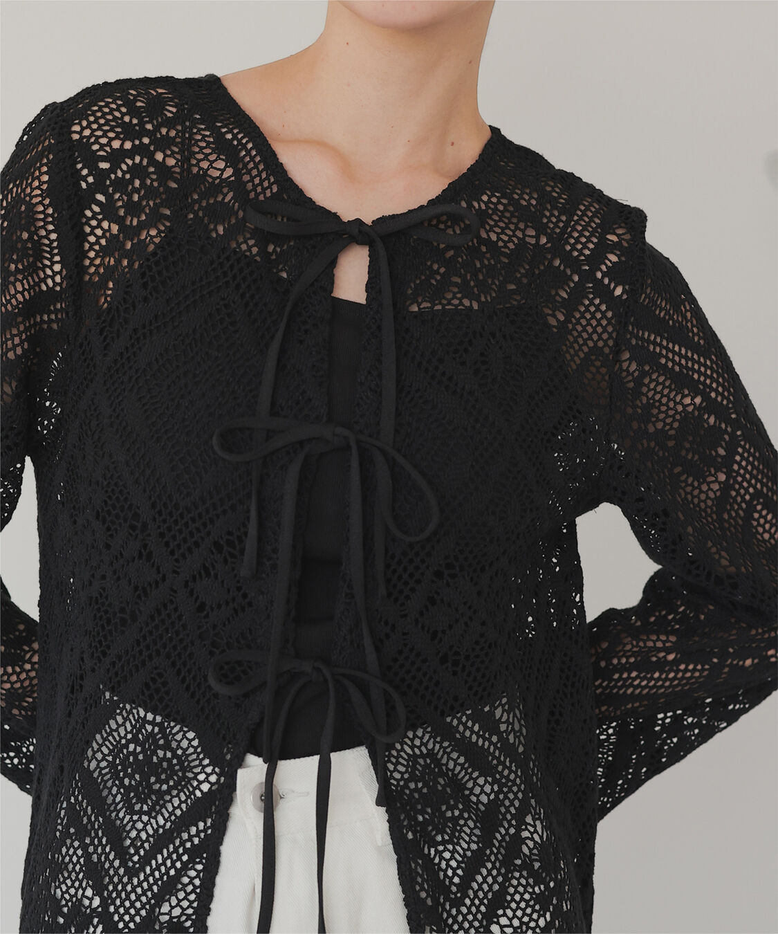 titivate「【さやかさんS/Sコラボアイテム】前後2wayレースロングガウン」|カーディガン|