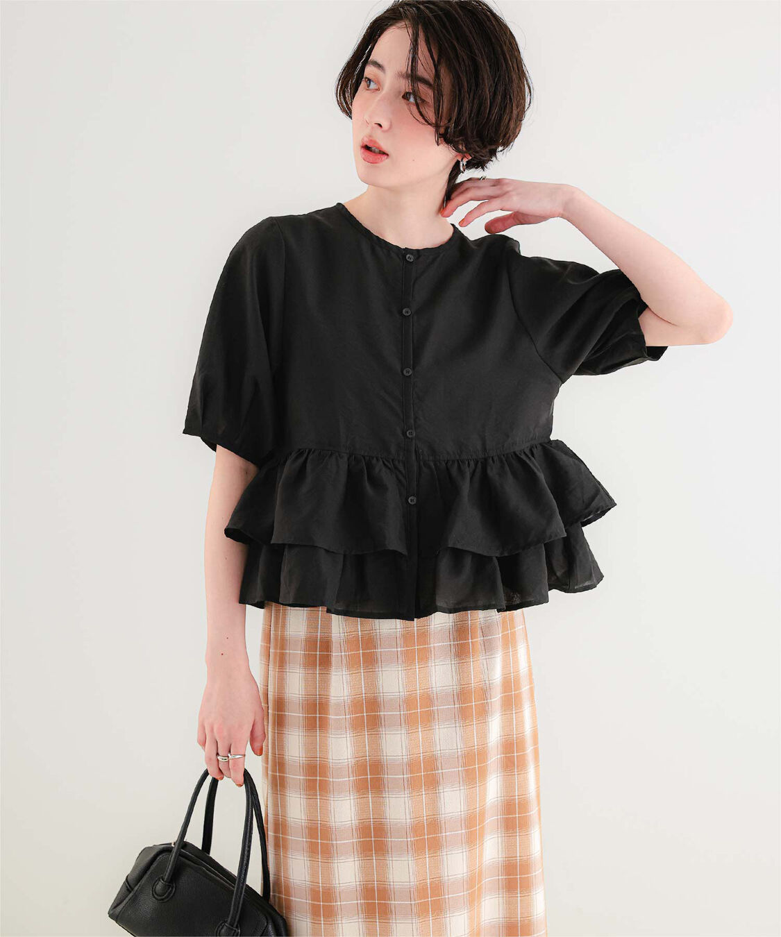 titivate「ペプラムショートランタンスリーブブラウス」|シャツ・ブラウス|