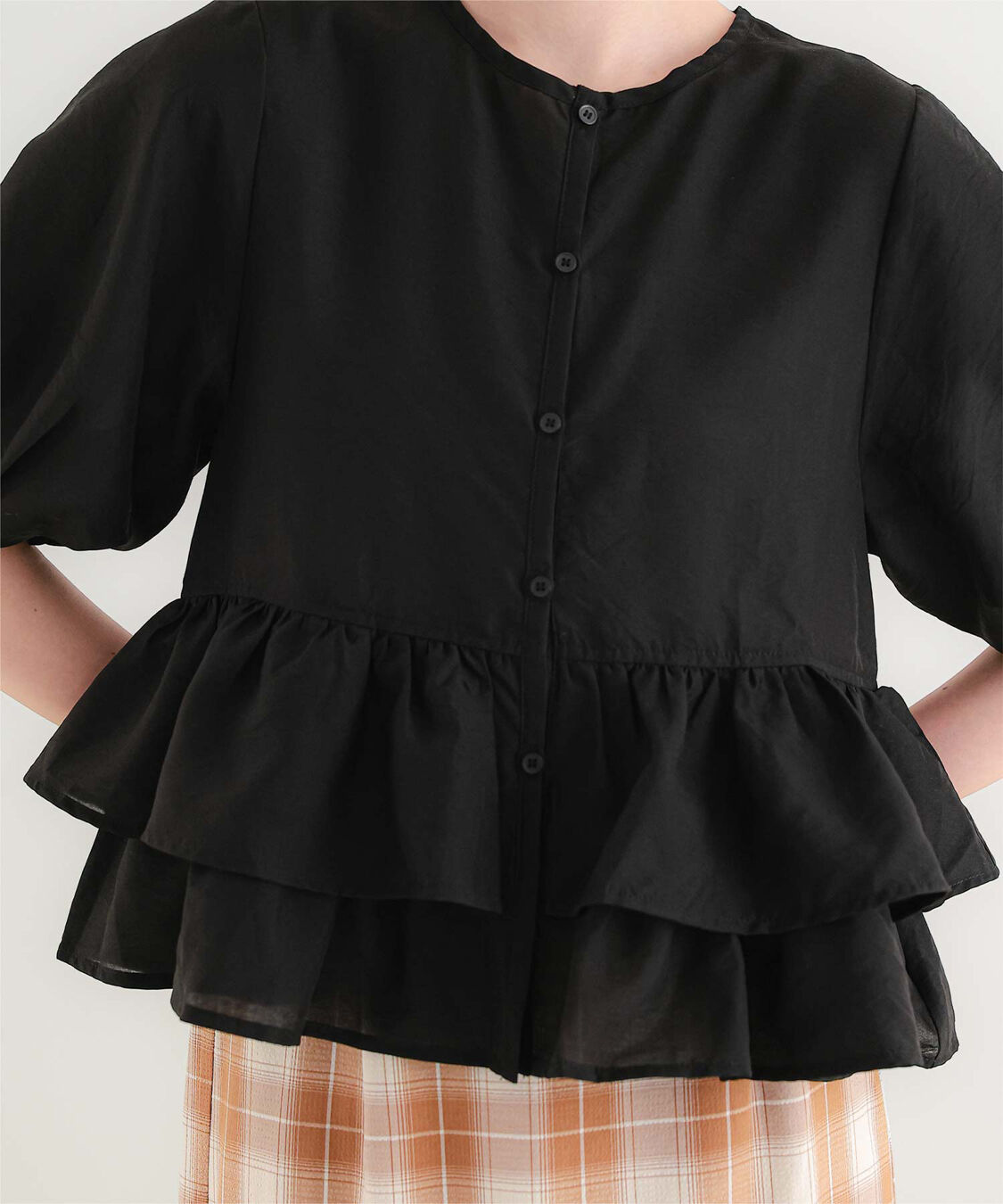 titivate「ペプラムショートランタンスリーブブラウス」|シャツ・ブラウス|