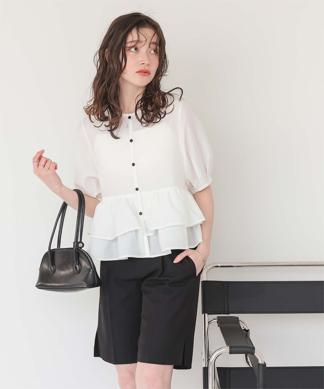 titivate「ペプラムショートランタンスリーブブラウス」|シャツ・ブラウス|
