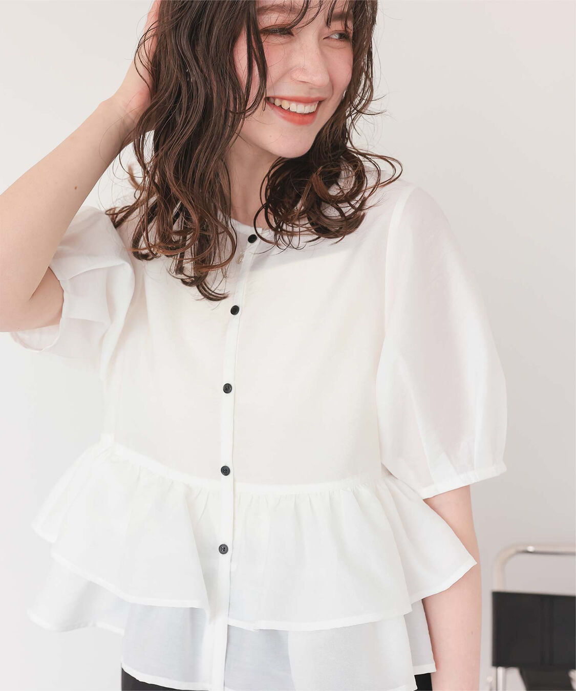 titivate「ペプラムショートランタンスリーブブラウス」|シャツ・ブラウス|