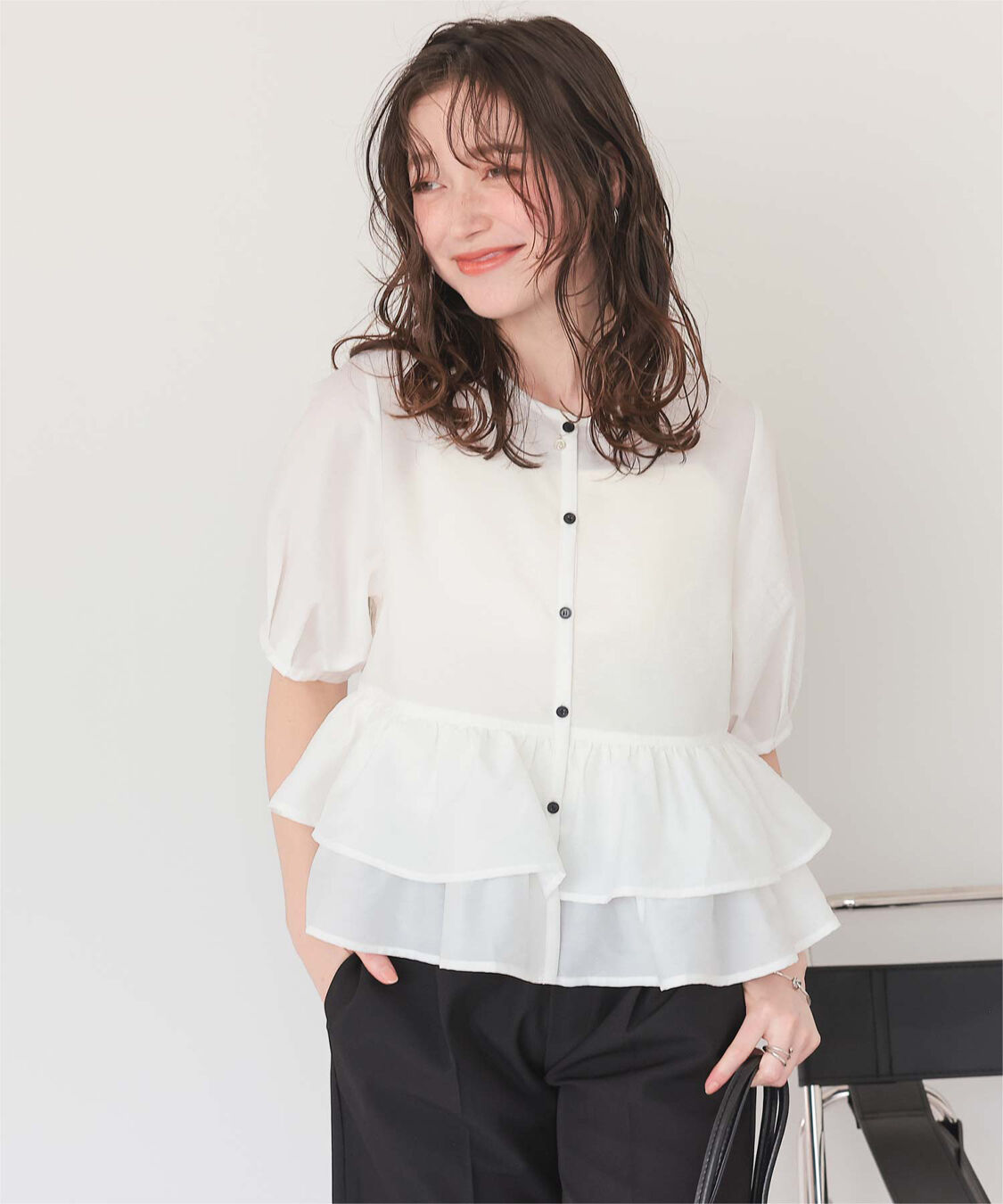 titivate「ペプラムショートランタンスリーブブラウス」|シャツ・ブラウス|
