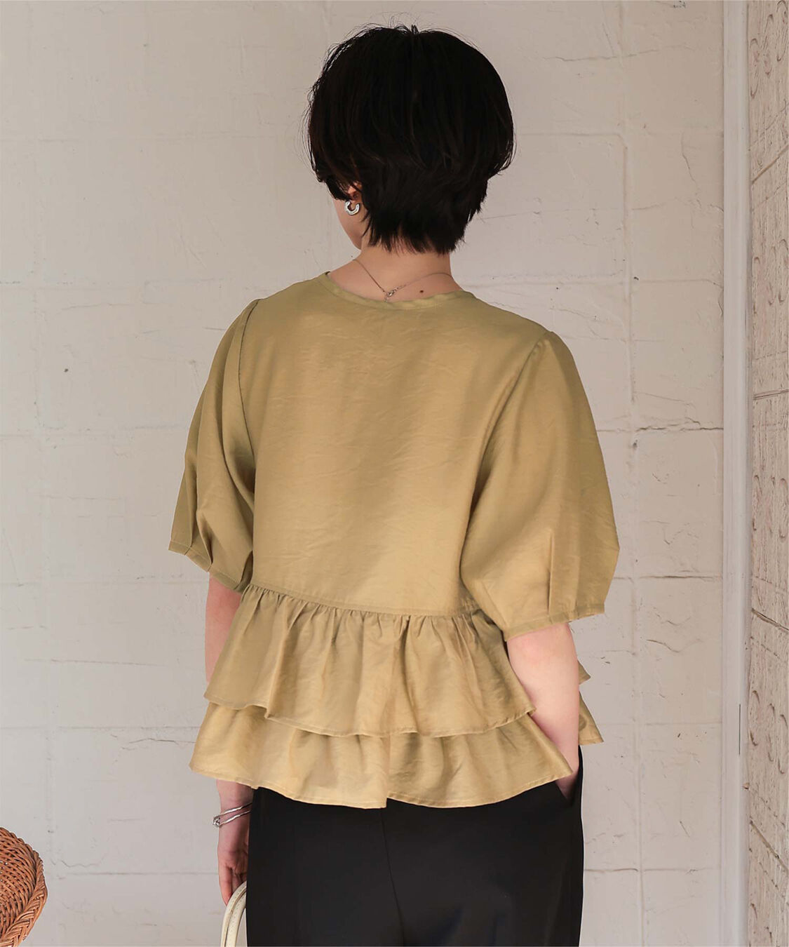 titivate「ペプラムショートランタンスリーブブラウス」|シャツ・ブラウス|