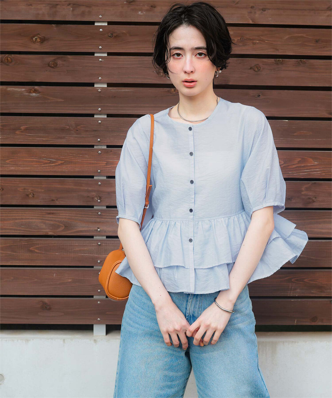 titivate「ペプラムショートランタンスリーブブラウス」|シャツ・ブラウス|