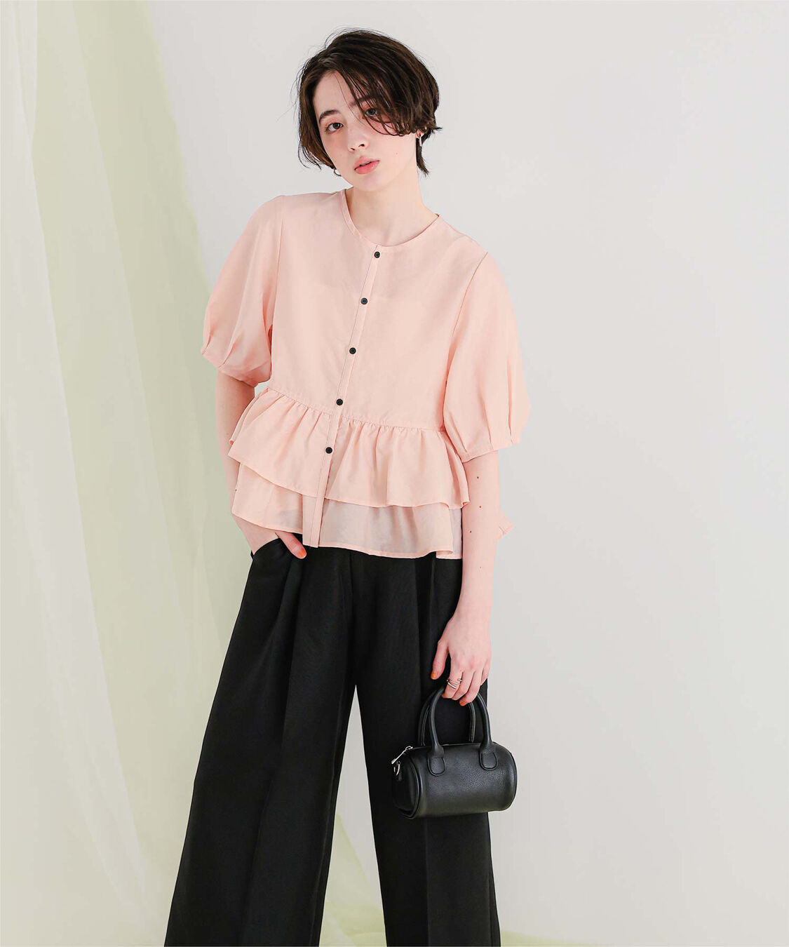 titivate「ペプラムショートランタンスリーブブラウス」|シャツ・ブラウス|