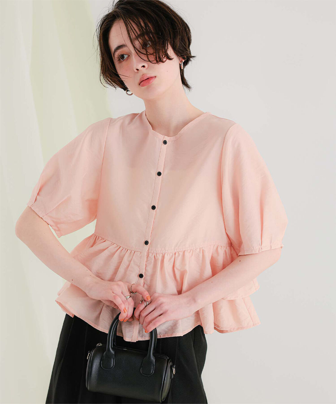 titivate「ペプラムショートランタンスリーブブラウス」|シャツ・ブラウス|