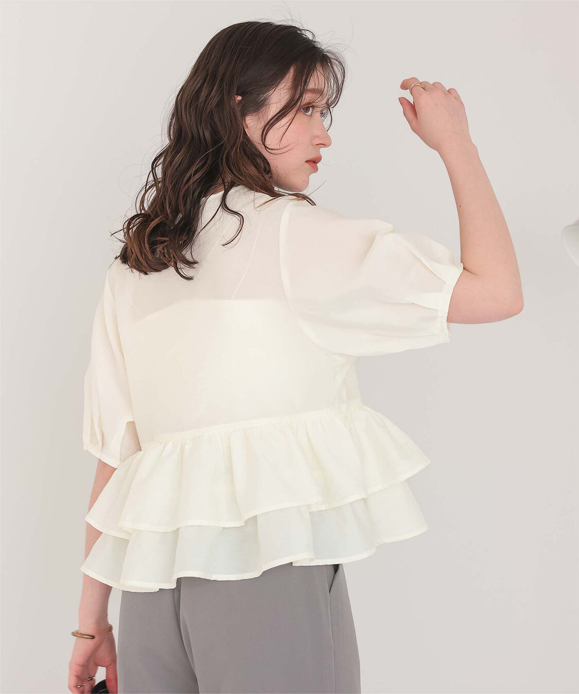 titivate「ペプラムショートランタンスリーブブラウス」|シャツ・ブラウス|