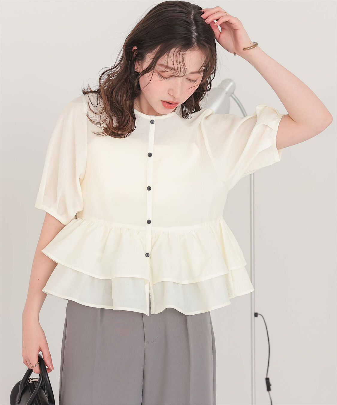 titivate「ペプラムショートランタンスリーブブラウス」|シャツ・ブラウス|