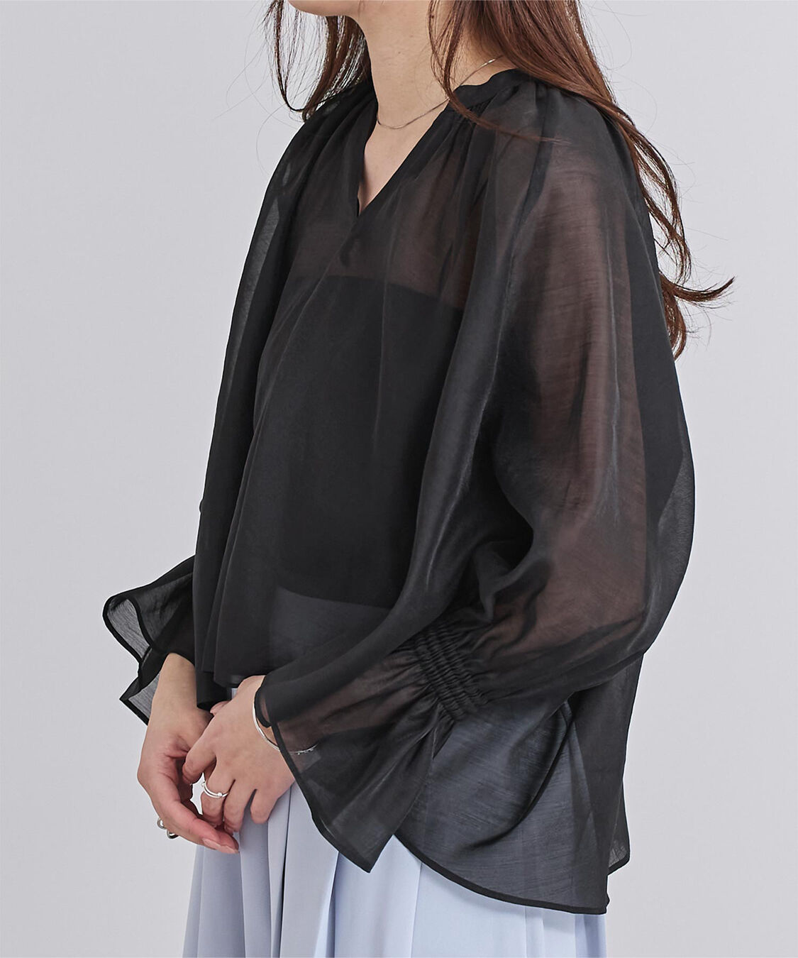 ur's「フレアスリーブスキッパーシアーブラウス」|シャツ・ブラウス|