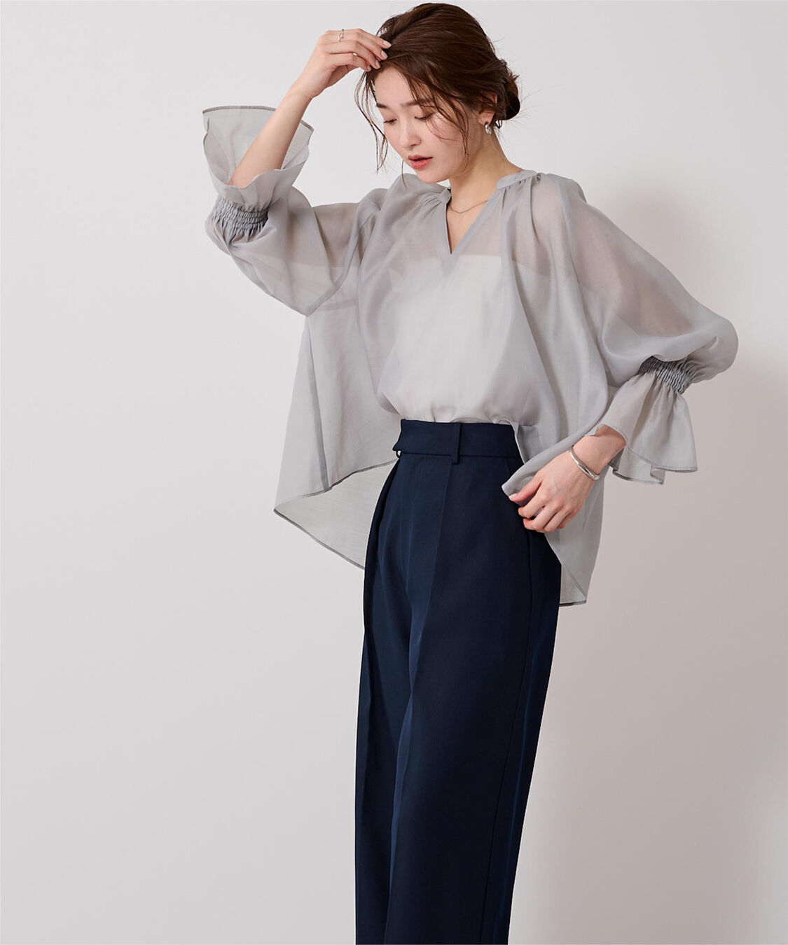 ur's「フレアスリーブスキッパーシアーブラウス」|シャツ・ブラウス|