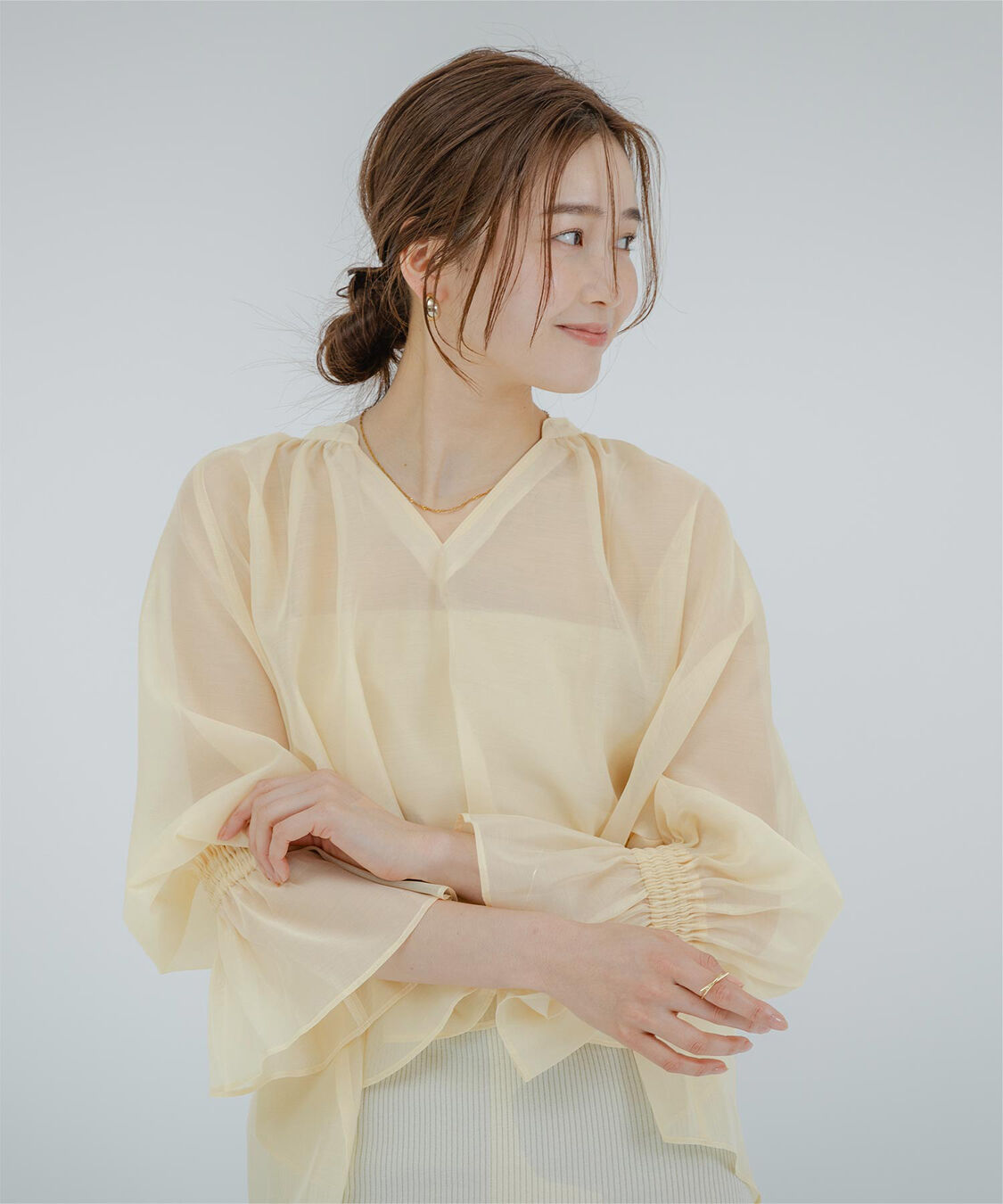 ur's「フレアスリーブスキッパーシアーブラウス」|シャツ・ブラウス|