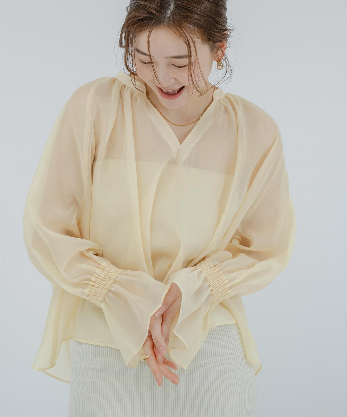 ur's「フレアスリーブスキッパーシアーブラウス」|シャツ・ブラウス|