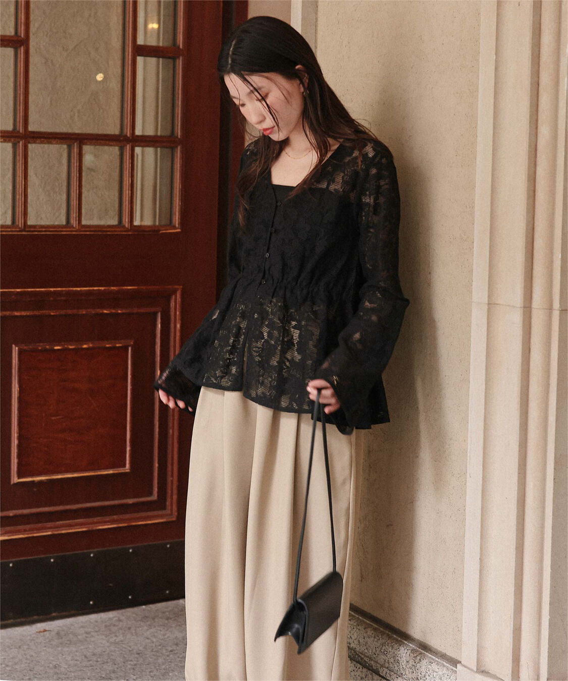 titivate「Vネックペプラムデザインレースブラウス」|シャツ・ブラウス|