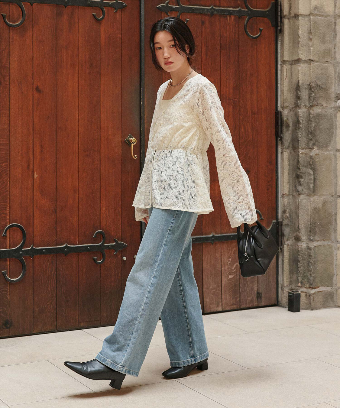 titivate「Vネックペプラムデザインレースブラウス」|シャツ・ブラウス|