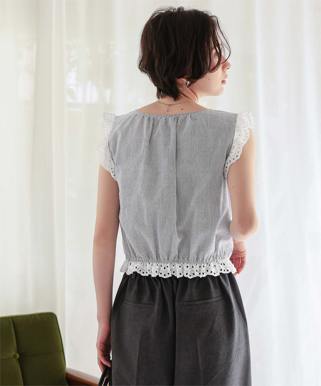 titivate「レースフリル付きノースリーブコンパクトブラウス」|シャツ・ブラウス|