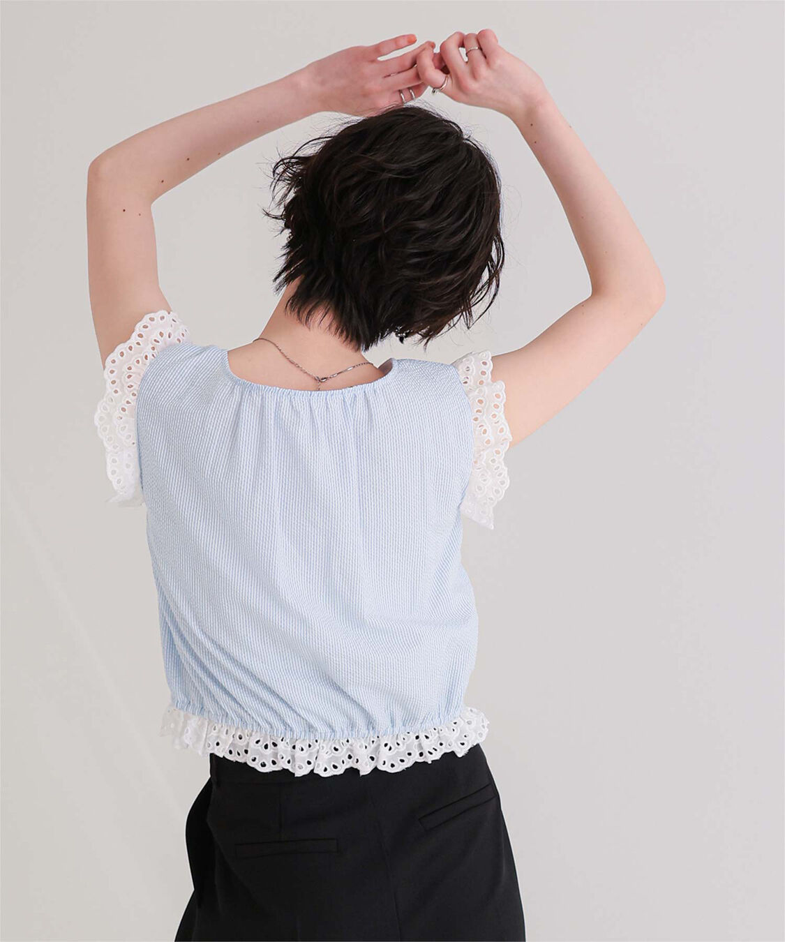 titivate「レースフリル付きノースリーブコンパクトブラウス」|シャツ・ブラウス|