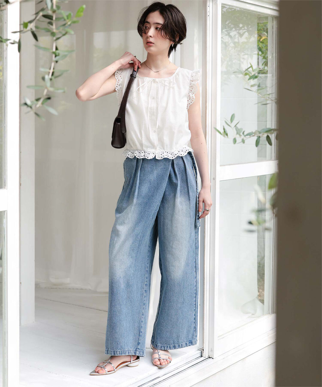 titivate「レースフリル付きノースリーブコンパクトブラウス」|シャツ・ブラウス|