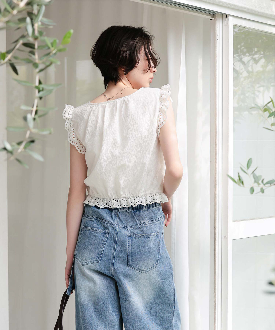 titivate「レースフリル付きノースリーブコンパクトブラウス」|シャツ・ブラウス|