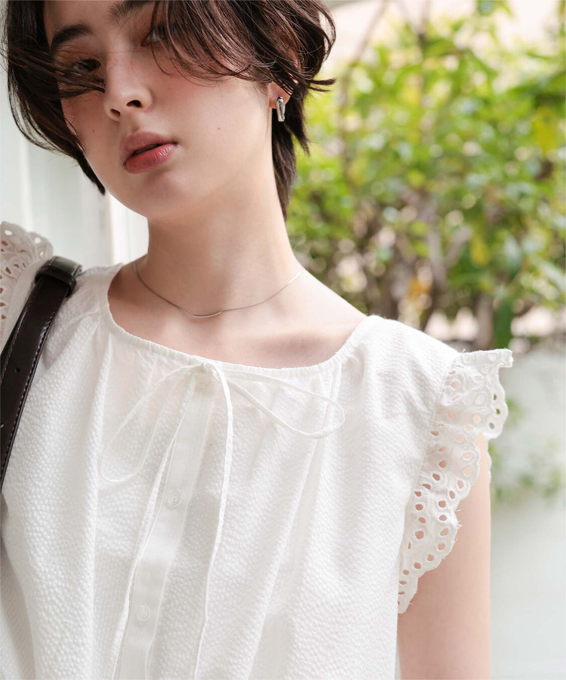 titivate「レースフリル付きノースリーブコンパクトブラウス」|シャツ・ブラウス|