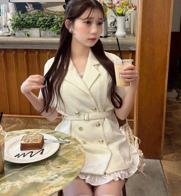  「【ohana企画】ジャケットミニワンピース」|その他|アイボリー