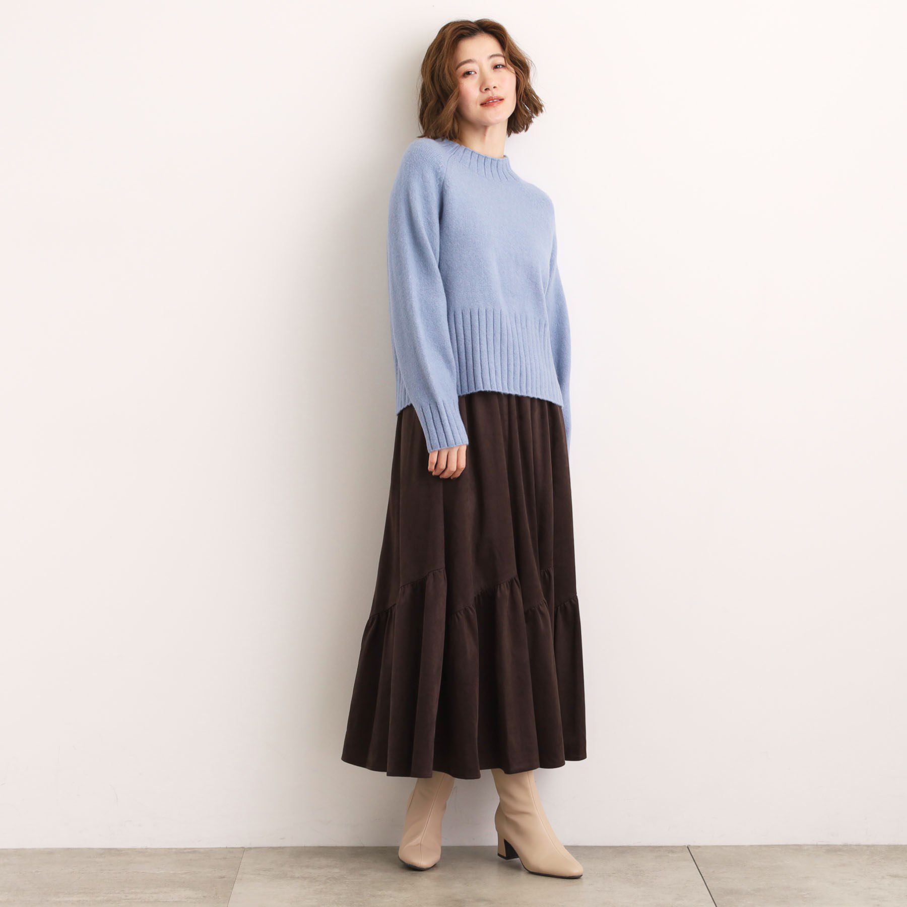 grove「【洗える】バックリブ切替ニット」|ニット・セーター|