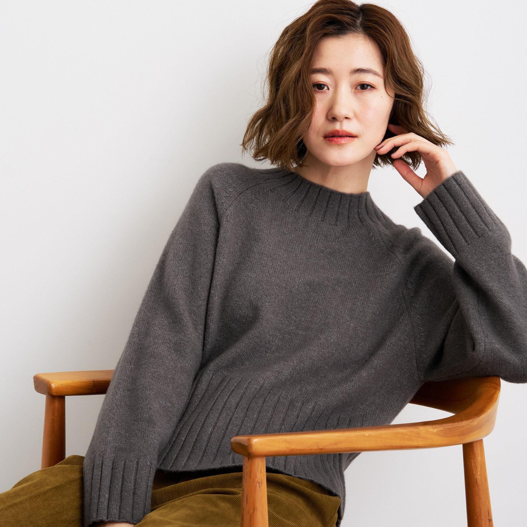 grove「【洗える】バックリブ切替ニット」|ニット・セーター|