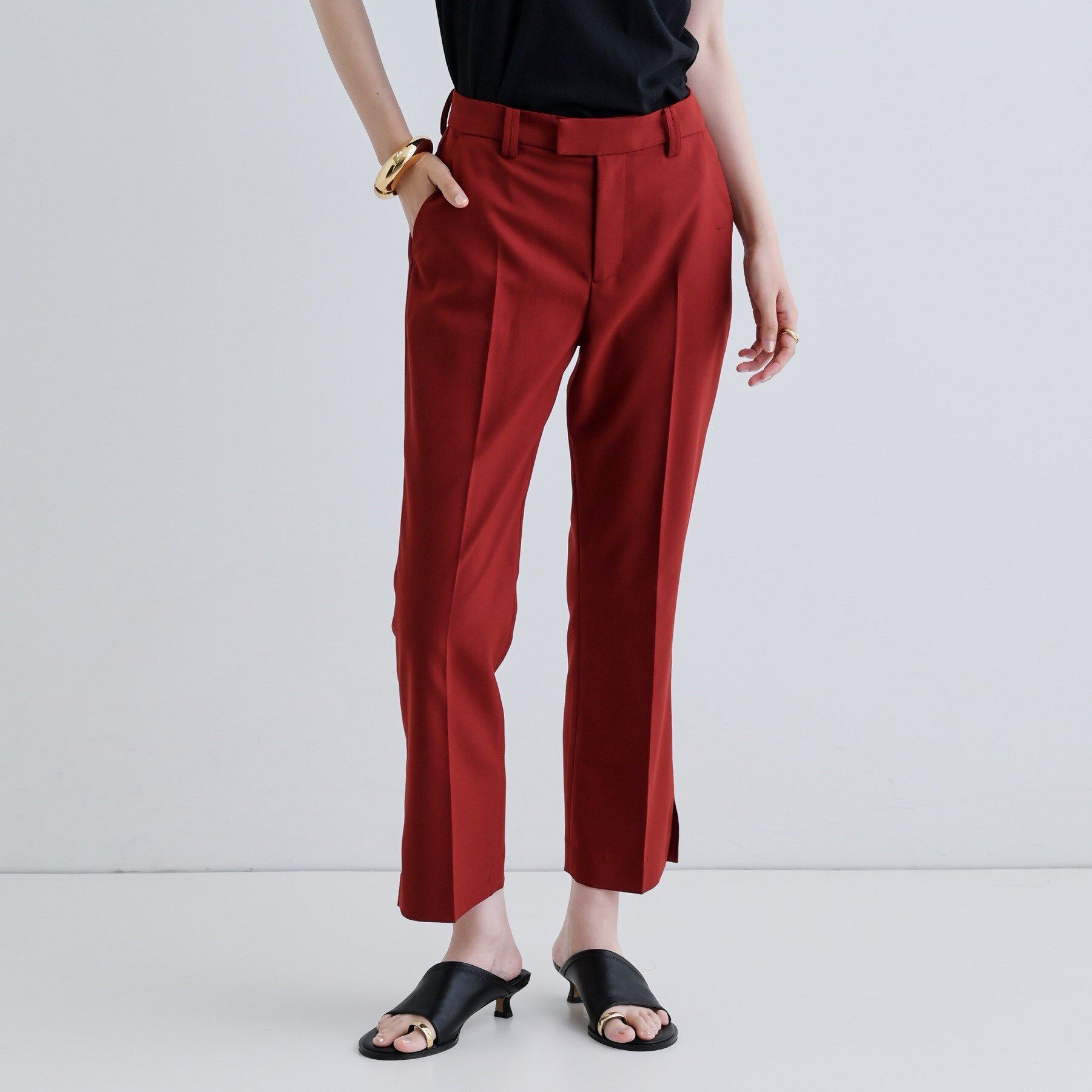 GALLEST「クロップドスリットパンツ」|その他|ボルドー(064)