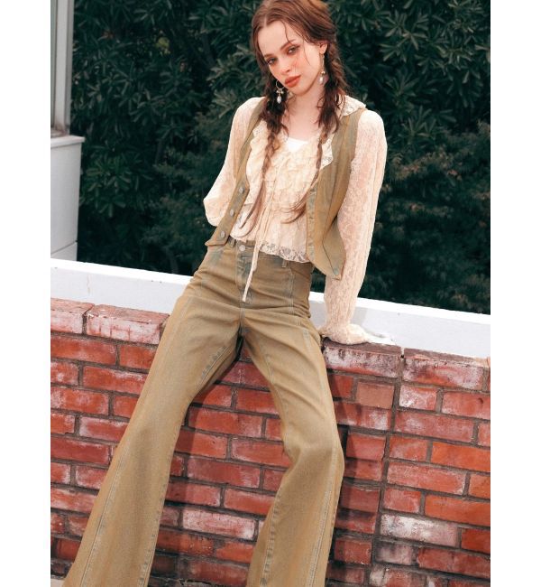 EVRIS「フロントリボンレースクロップドシャツ」|シャツ・ブラウス|