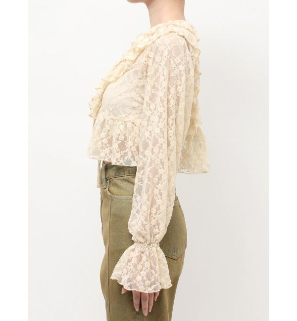 EVRIS「フロントリボンレースクロップドシャツ」|シャツ・ブラウス|